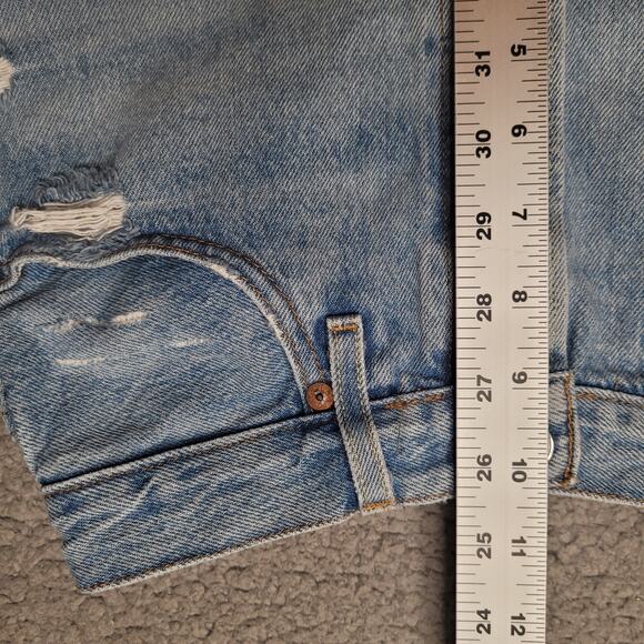 Levi's 501 Shorts 25 Blue High Rise Fault Line Button Fly Distressed 56327-0012 - Picture 7 of 10